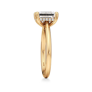Cathedral Plain Hidden Halo Round Engagement Ring