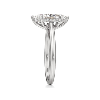 Cathedral Plain Hidden Halo Round Engagement Ring