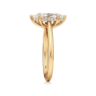 Cathedral Plain Hidden Halo Round Engagement Ring