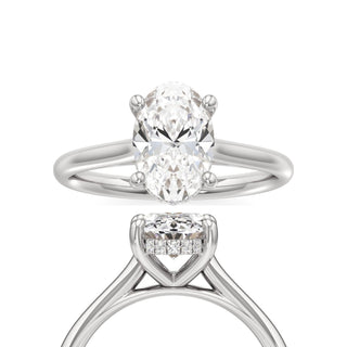 Cathedral Plain Hidden Halo Round Engagement Ring