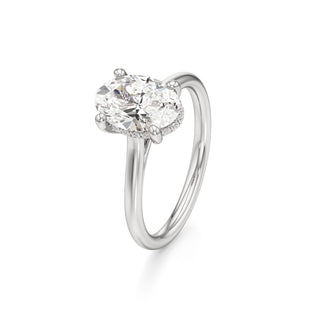 Cathedral Plain Hidden Halo Round Engagement Ring