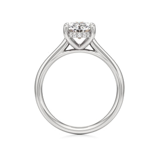 Cathedral Plain Hidden Halo Round Engagement Ring