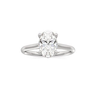 Cathedral Plain Hidden Halo Round Engagement Ring