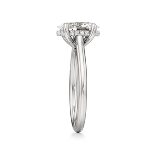 Cathedral Plain Hidden Halo Round Engagement Ring