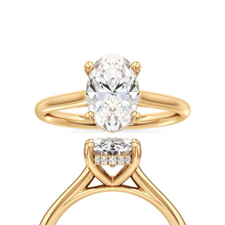 Cathedral Plain Hidden Halo Round Engagement Ring