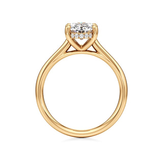 Cathedral Plain Hidden Halo Round Engagement Ring