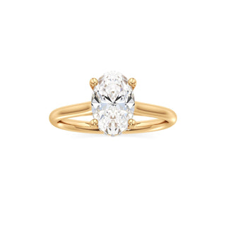 Cathedral Plain Hidden Halo Round Engagement Ring
