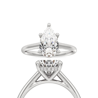 Cathedral Plain Hidden Halo Round Engagement Ring