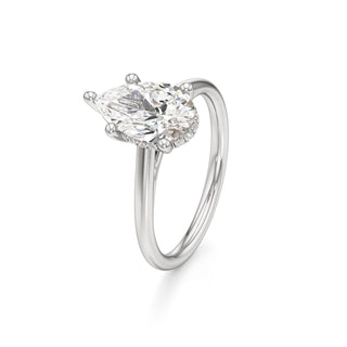 Cathedral Plain Hidden Halo Round Engagement Ring