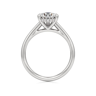 Cathedral Plain Hidden Halo Round Engagement Ring