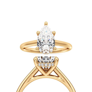 Cathedral Plain Hidden Halo Round Engagement Ring