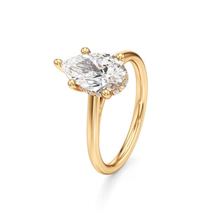 Cathedral Plain Hidden Halo Round Engagement Ring