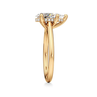 Cathedral Plain Hidden Halo Round Engagement Ring