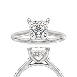 Cathedral Plain Hidden Halo Round Engagement Ring