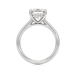 Cathedral Plain Hidden Halo Round Engagement Ring