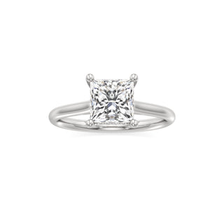 Cathedral Plain Hidden Halo Round Engagement Ring