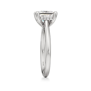 Cathedral Plain Hidden Halo Round Engagement Ring
