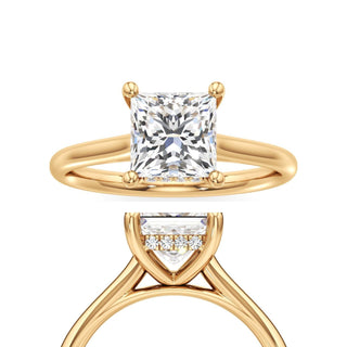 Cathedral Plain Hidden Halo Round Engagement Ring