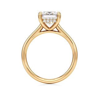 Cathedral Plain Hidden Halo Round Engagement Ring