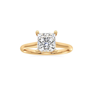 Cathedral Plain Hidden Halo Round Engagement Ring