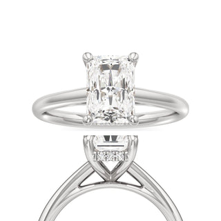 Cathedral Plain Hidden Halo Round Engagement Ring