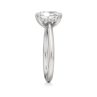 Cathedral Plain Hidden Halo Round Engagement Ring