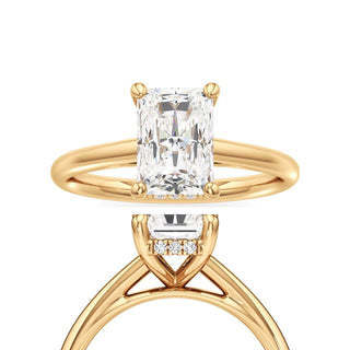 Cathedral Plain Hidden Halo Round Engagement Ring