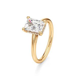 Cathedral Plain Hidden Halo Round Engagement Ring