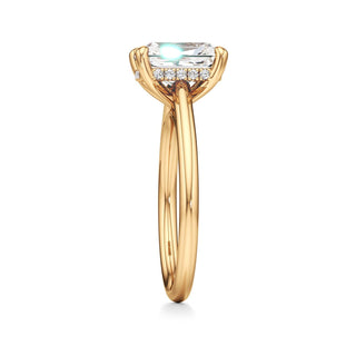 Cathedral Plain Hidden Halo Round Engagement Ring