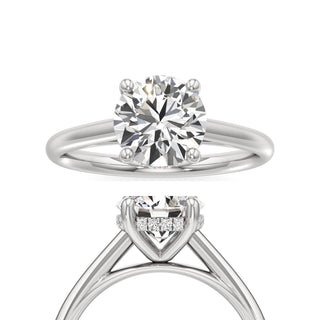 Cathedral Plain Hidden Halo Round Engagement Ring