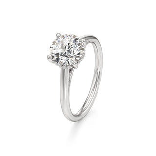 Cathedral Plain Hidden Halo Round Engagement Ring