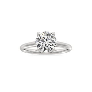Cathedral Plain Hidden Halo Round Engagement Ring