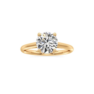Cathedral Plain Hidden Halo Round Engagement Ring