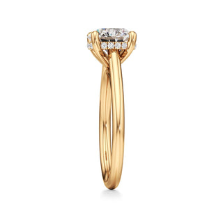 Cathedral Plain Hidden Halo Round Engagement Ring