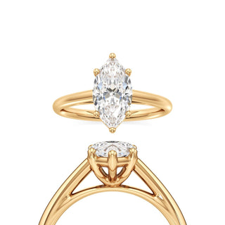 Cathedral Plain Six Prong Pear Engagement Ring