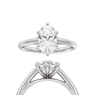 Cathedral Plain Six Prong Pear Engagement Ring