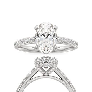 Cathedral Prong Set Diamond Basket Emerald Engagement Ring