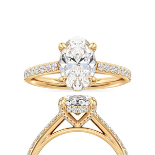 Cathedral Prong Set Diamond Basket Emerald Engagement Ring