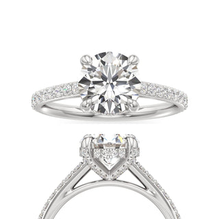 Cathedral Prong Set Diamond Basket Emerald Engagement Ring