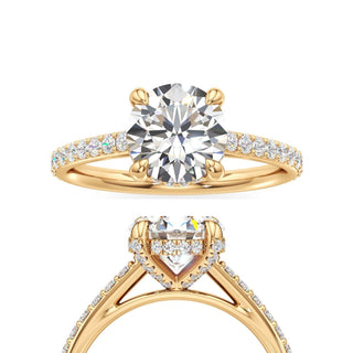 Cathedral Prong Set Diamond Basket Emerald Engagement Ring
