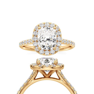 Cathedral Prong Set Halo Oval Engagement Ring