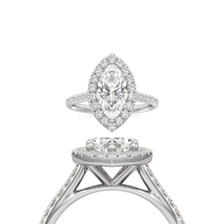 Cathedral Prong Set Halo Oval Engagement Ring