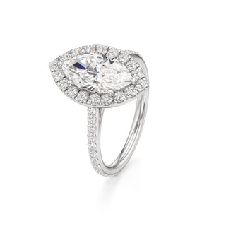 Cathedral Prong Set Halo Marquise Engagement Ring