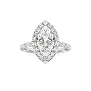 Cathedral Prong Set Halo Marquise Engagement Ring