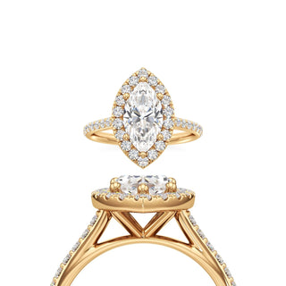 Cathedral Prong Set Halo Oval Engagement Ring