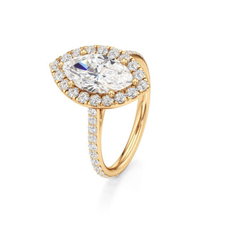 Cathedral Prong Set Halo Marquise Engagement Ring