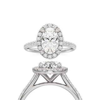 Cathedral Prong Set Halo Oval Engagement Ring