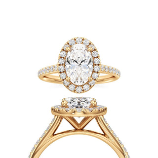 Cathedral Prong Set Halo Oval Engagement Ring