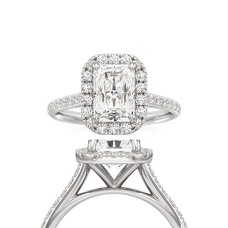 Cathedral Prong Set Halo Oval Engagement Ring
