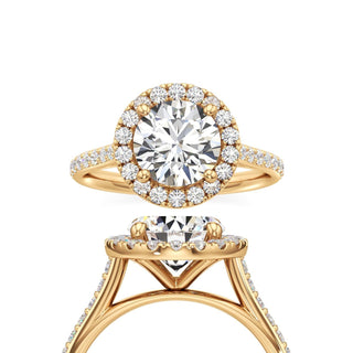 Cathedral Prong Set Halo Oval Engagement Ring